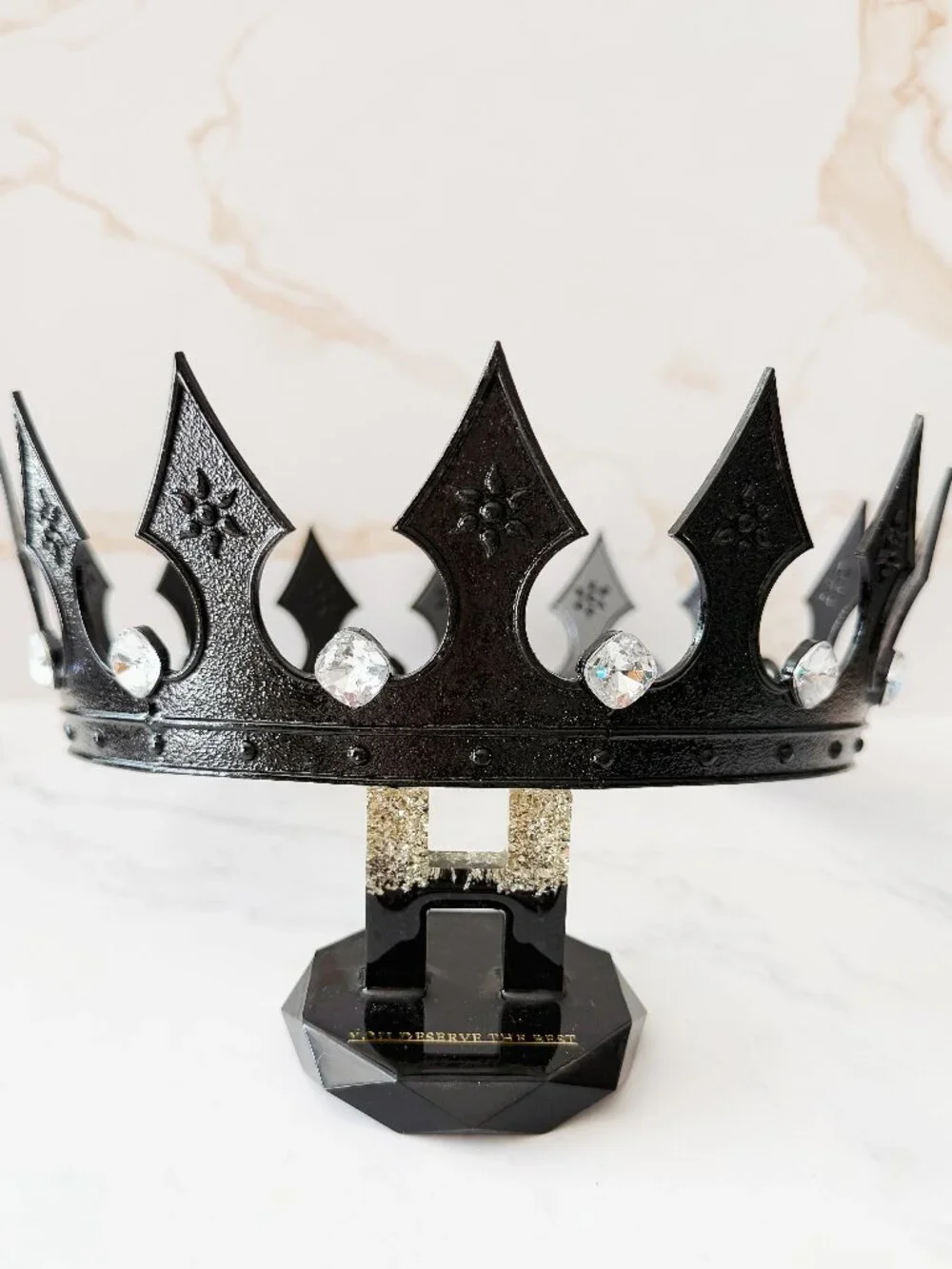 Black King Crown, Clear Jewels Crown, Mens Gothic Medieval, Royal Costume Crown